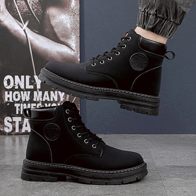 Men's Chunky Mid Heel Shoes Fashion Boots