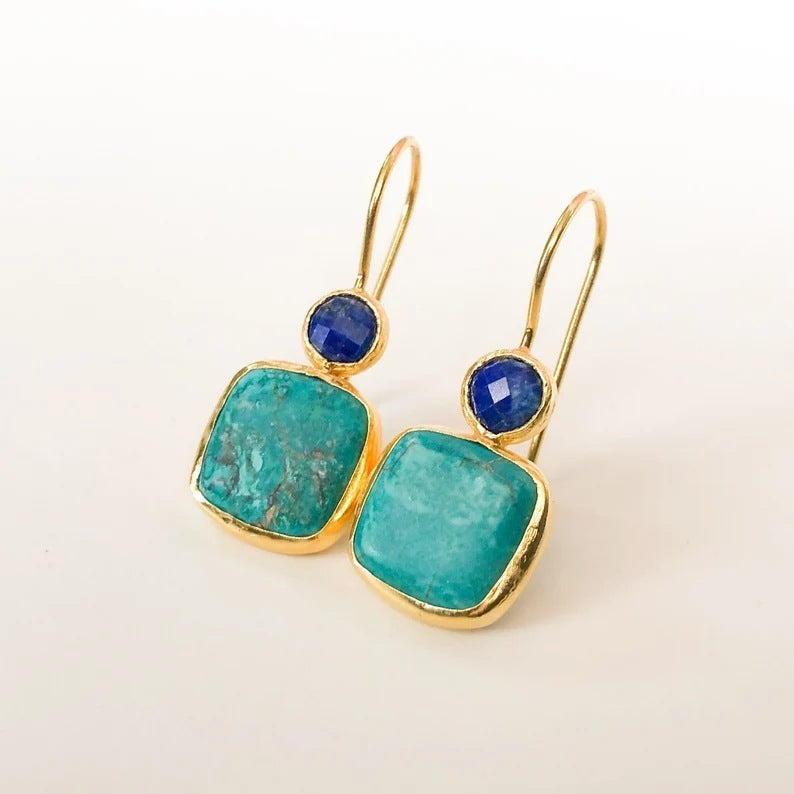 Simple Geometric Square Turquoise Women's Earrings