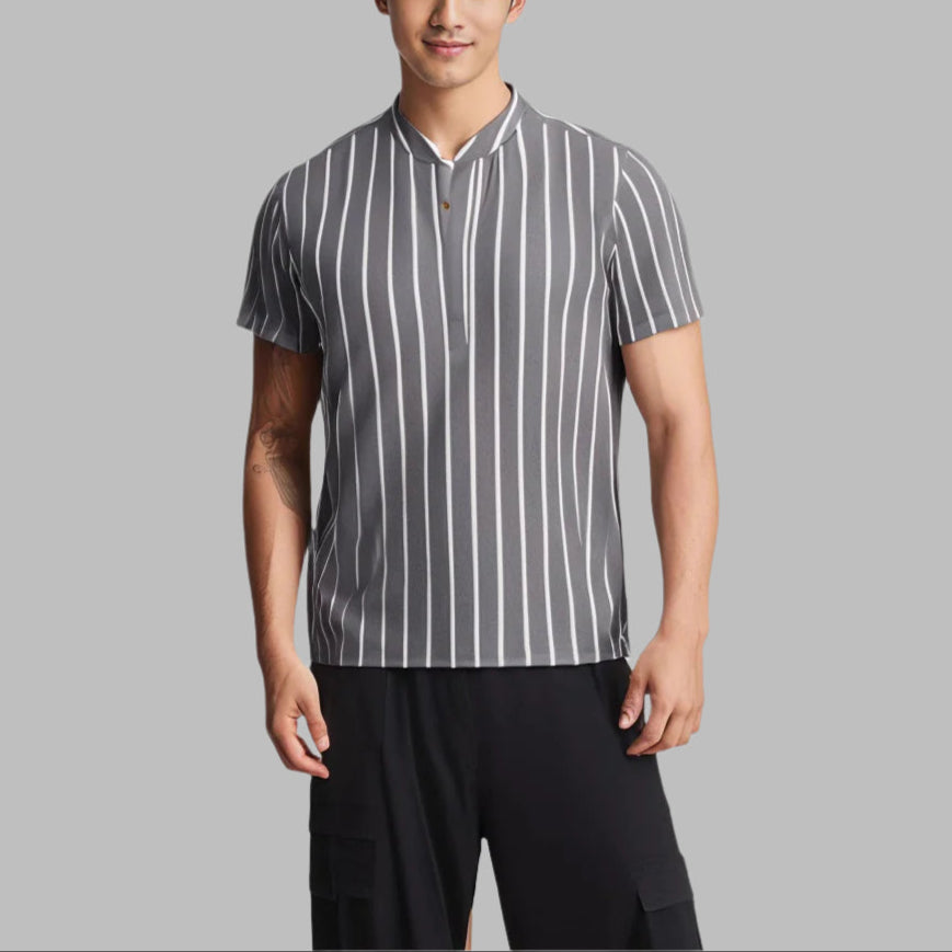 Striped Casual Men's Shirt Foreign Trade Short Sleeve Shirt