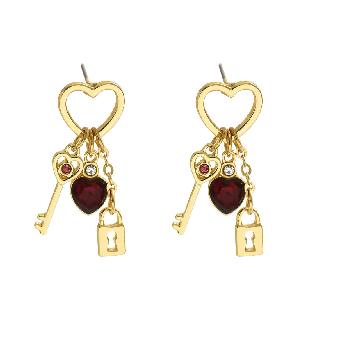 Luxury Love With Rhinestone Lock & Key Series Earrings