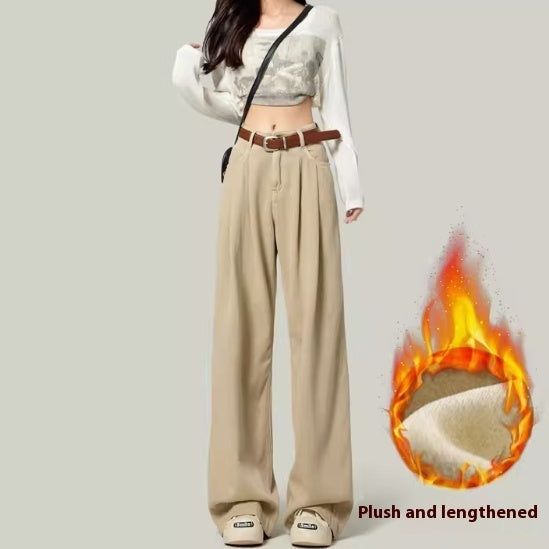 High Waisted Petite Straight Wide Leg Trousers