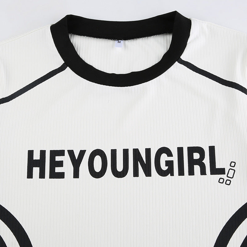 Fashion Tops Women Letter Print Casual Knitted Female Autumn And Winter Loose