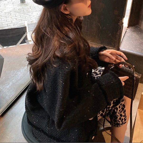 Tweed Short Jacket Women's All-match Jacket Thin Section