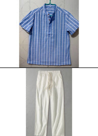 Striped Casual Men's Shirt Foreign Trade Short Sleeve Shirt