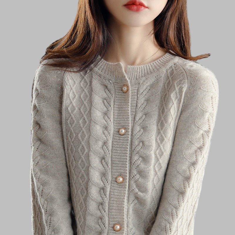 Women's Thin Cashmere Sweater Raglan Round Neck Temperament Sweater
