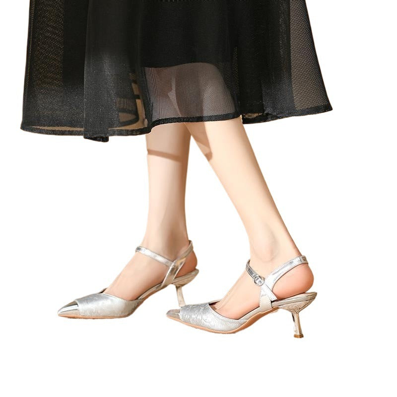Women's Shoes Real Leather High-heeled Sandal Pointed Toe