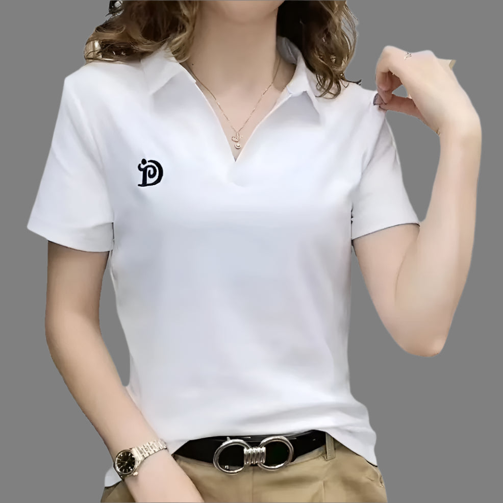 Women's V-neck Short-sleeved High-end Western Style Youthful-looking Casual Top