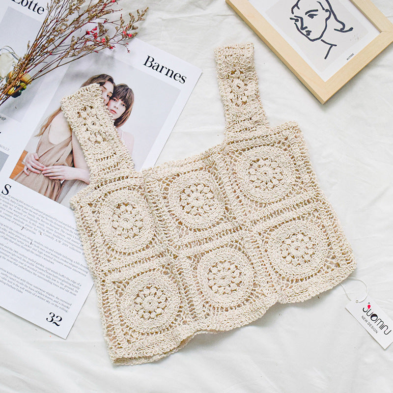 Knitted Small Tank Top Women's Summer French Sleeveless