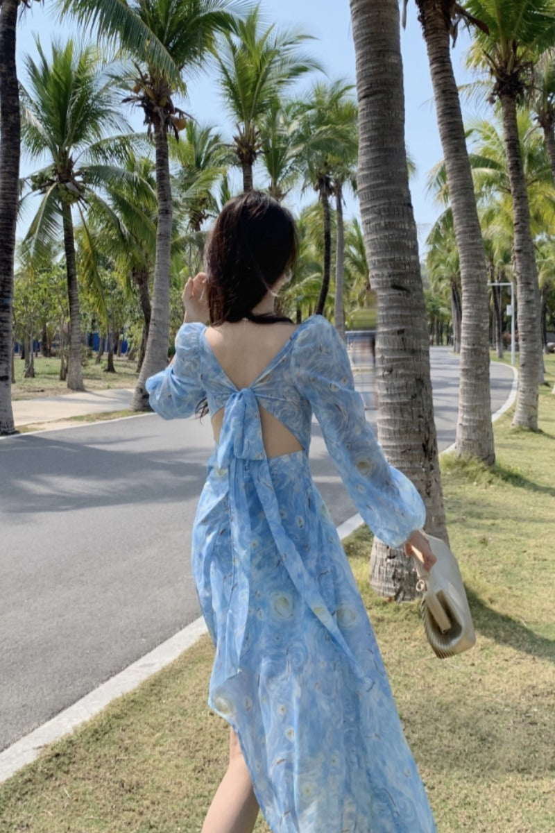 Summer Seaside Vacation Printed Long Skirt