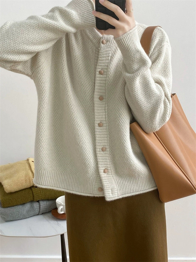 All-matching Short Round Neck Knitted Coat Top