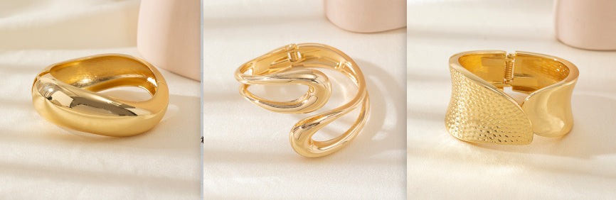 Personalized Hammered Irregular Gold Bracelet For Women