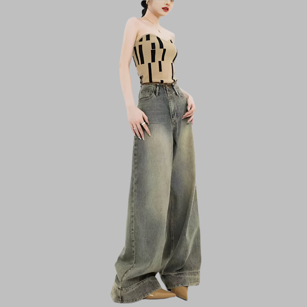 Retro Nostalgic Wide-leg Jeans For Women Summer