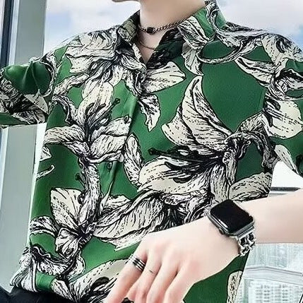 Printed Shirt Men's High-grade Short-sleeved Summer Ins Ruoshuai