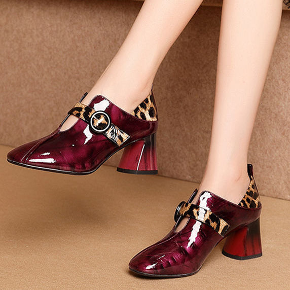 Single shoes women's high heels thick heel