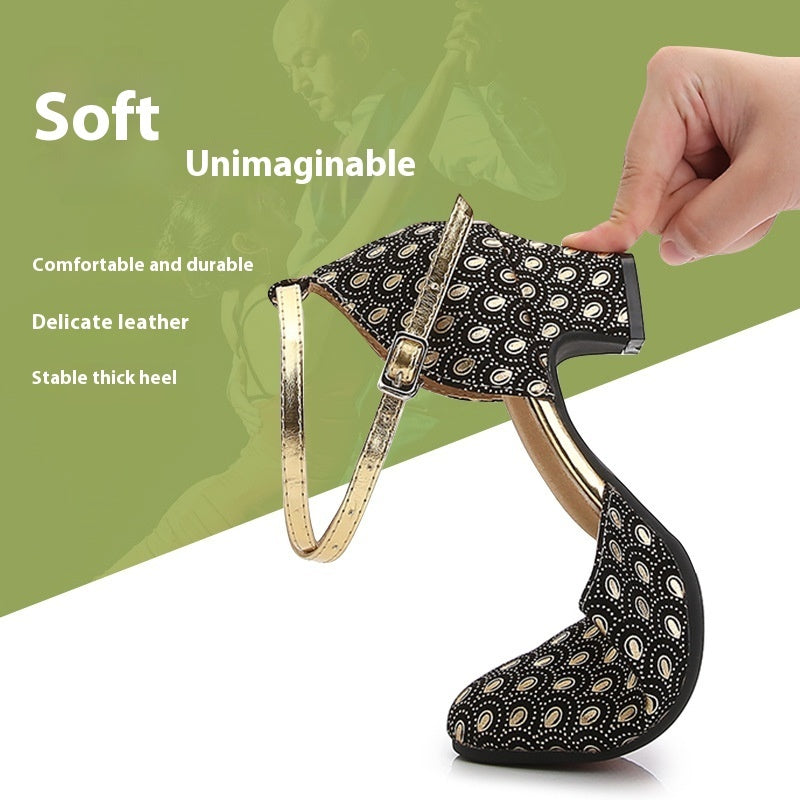 Peacock Pattern Toe Cap Stilettos High Heels