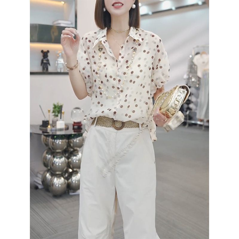 Chiffon Shirt Women's Short Sleeve Summer Stylish Loose Plus Size