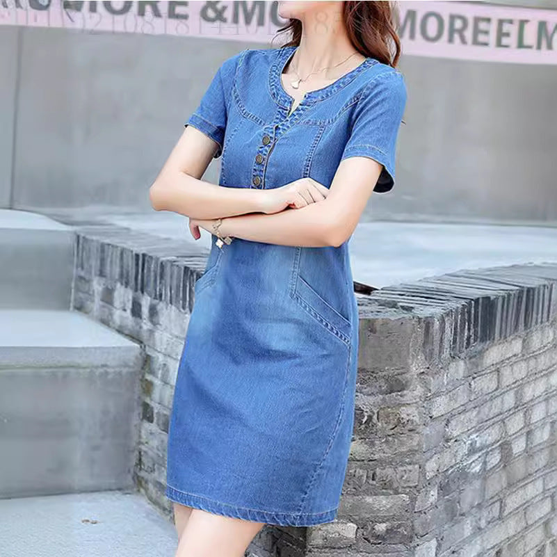 Women's Loose Straight Mid-length Denim Dress