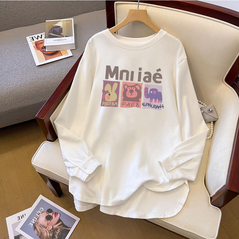 Spring And Autumn Bandage Dress Cotton Base Shirt Mid-length