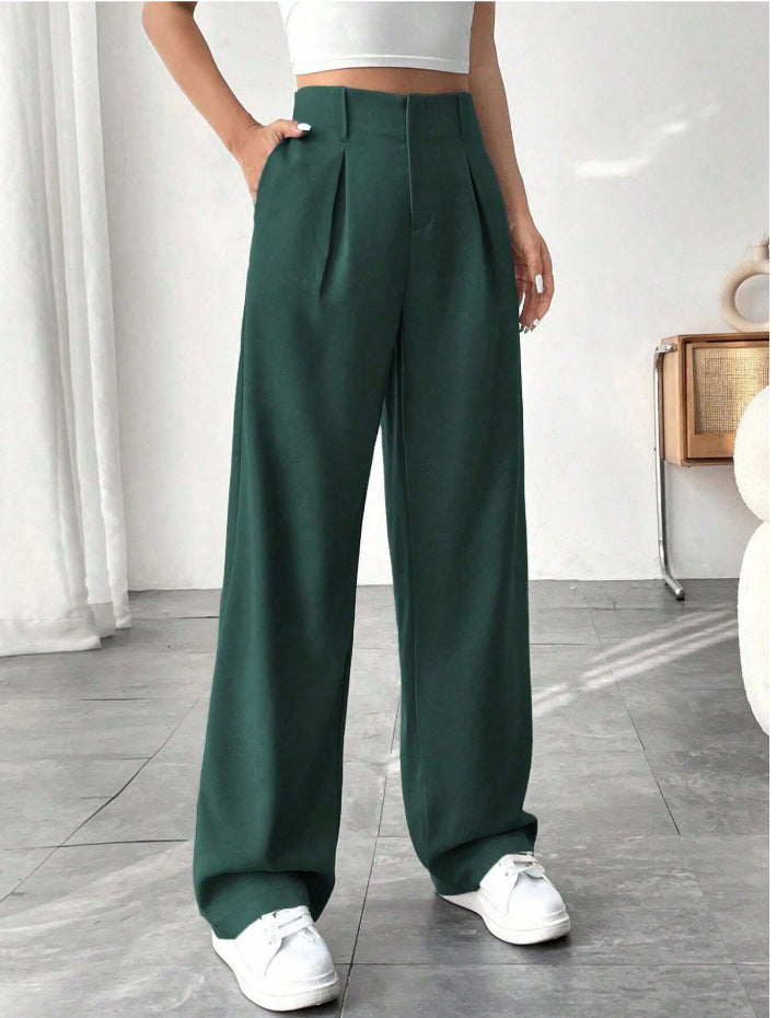 Autumn And Winter High Waist All-matching Wide Leg Leisure Suit Pants For Women