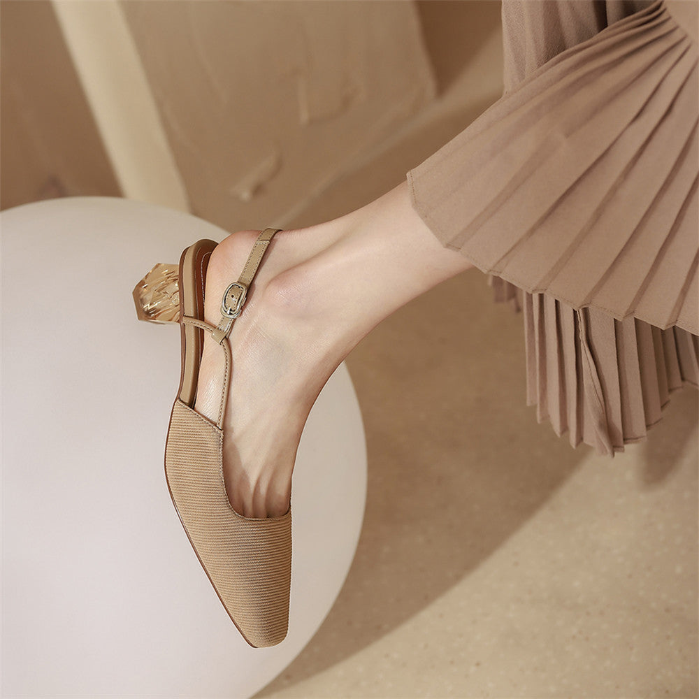 Simple Women's Square Toe Medium Thick Toe Toe Sandals