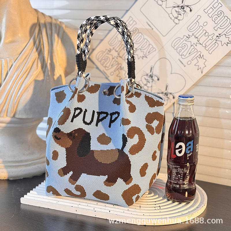 Knitted Buckle Bag Portable Large Capacity