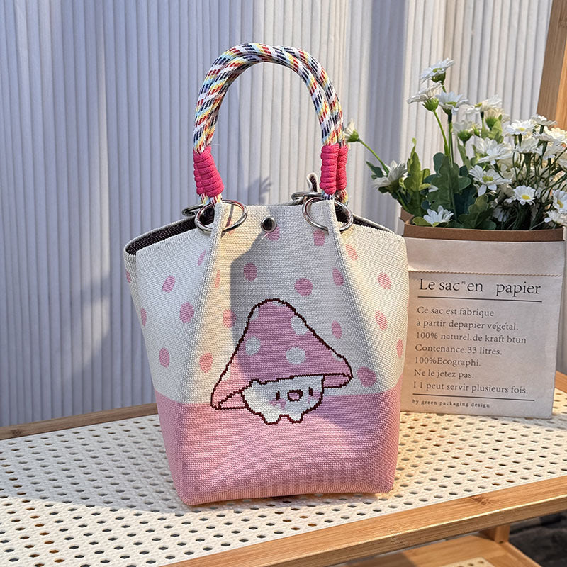 Knitted Buckle Bag Portable Large Capacity