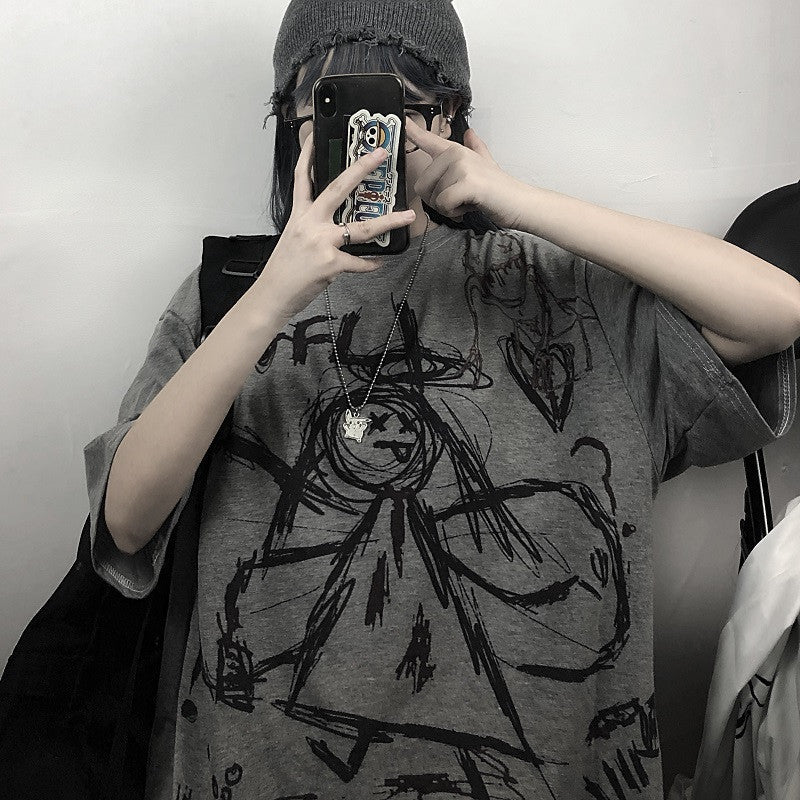 Women's Retro Graffiti Personality Printed Bottoming Top