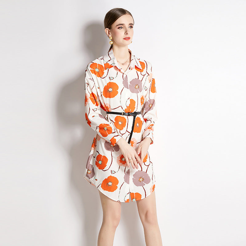 Top Lapel Shirt Printed Long