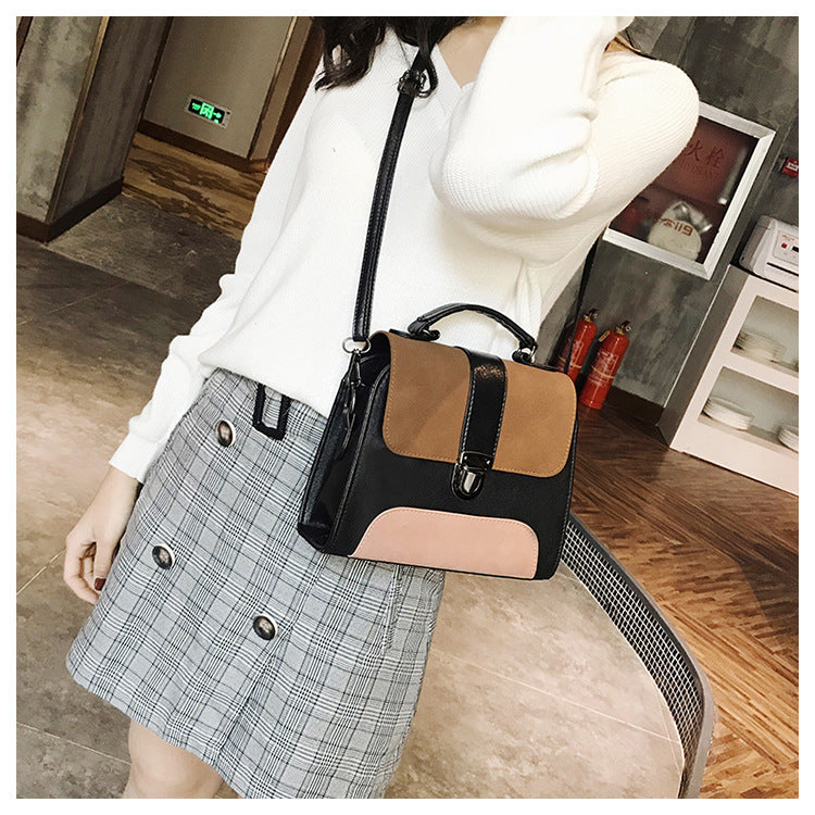 Fashion Frosted Cover Contrast Color Bag