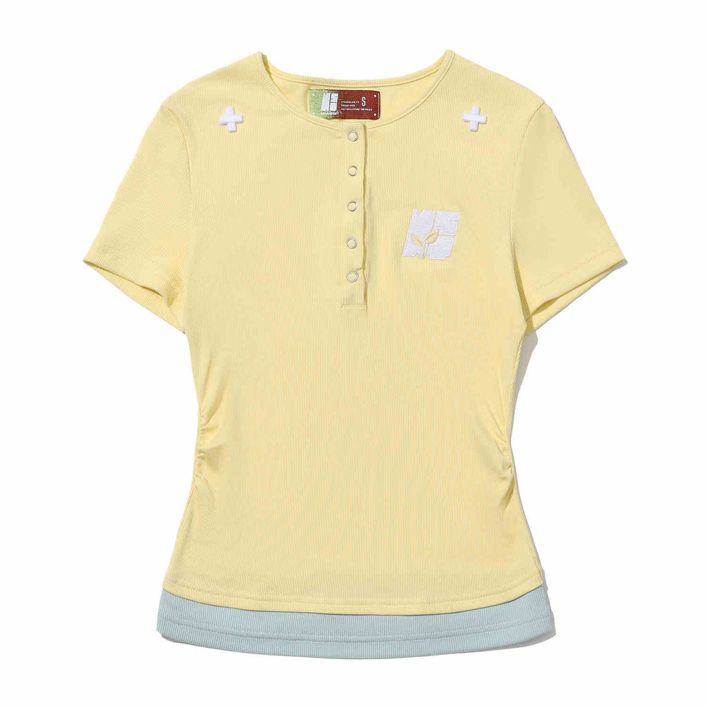 Contrast Color Slim Fit Stretch Short Sleeve T-shirt Bottoming Shirt