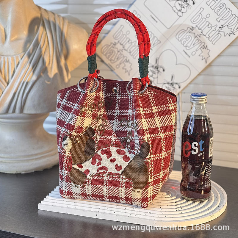 Knitted Buckle Bag Portable Large Capacity