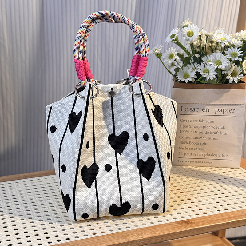 Knitted Buckle Bag Portable Large Capacity