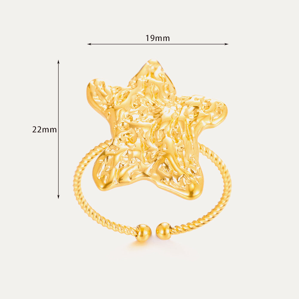 Female With Hearts Butterfly 8K Gold Plated Stainless Steel Ring