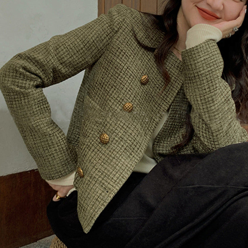 Women's Retro Tweed Coat Petiteall Match