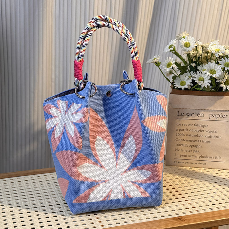 Knitted Buckle Bag Portable Large Capacity