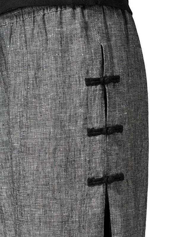 Women's Double-layer Buckle Elastic Waist Pants