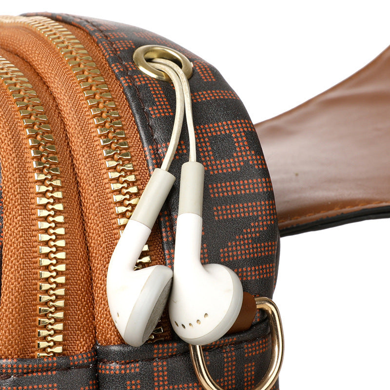 Soft Leather Retro Printed Mini Crossbody Bag