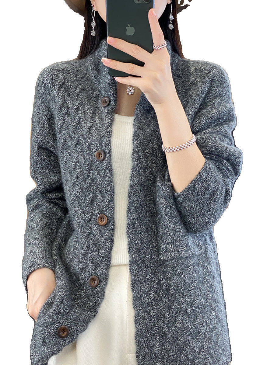 Women's Knitted Cardigan Thickened Twist