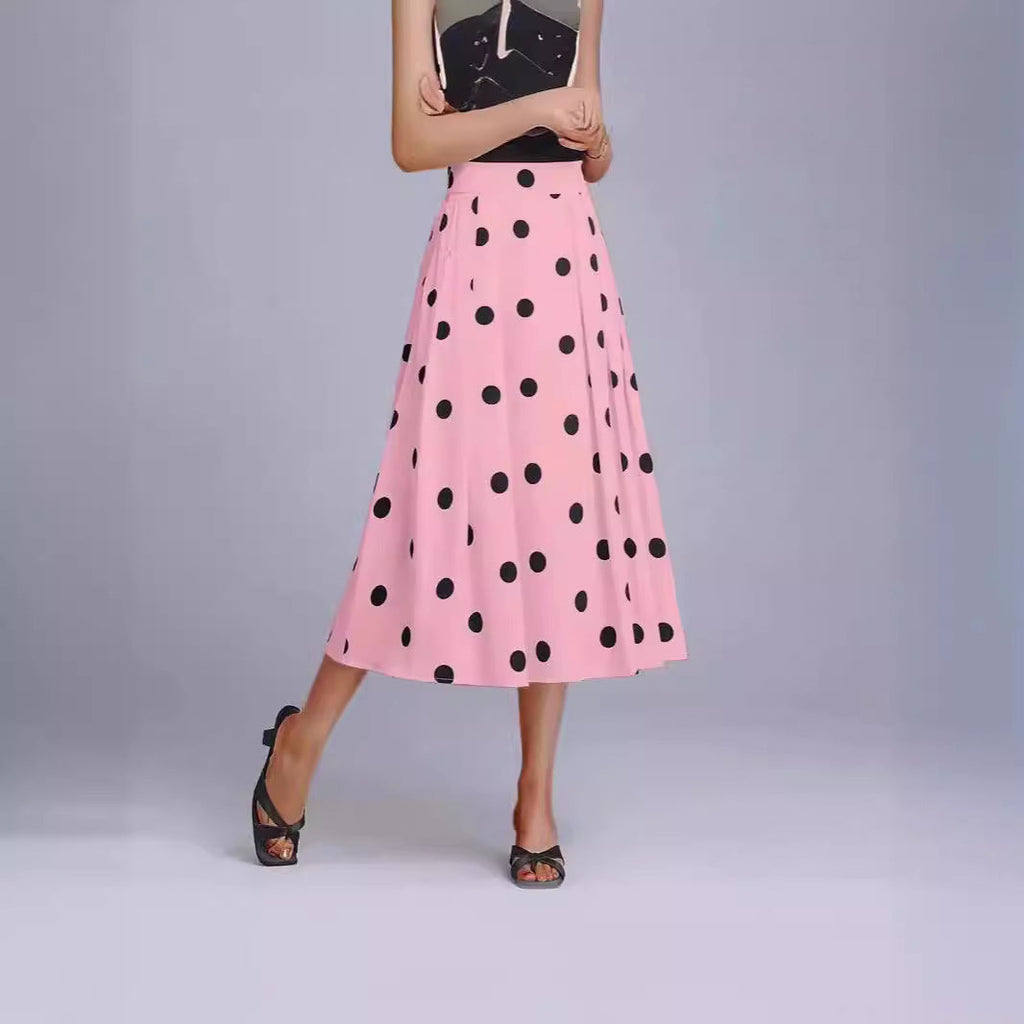 Draping Polka Dot Skirt Women's Summer Style