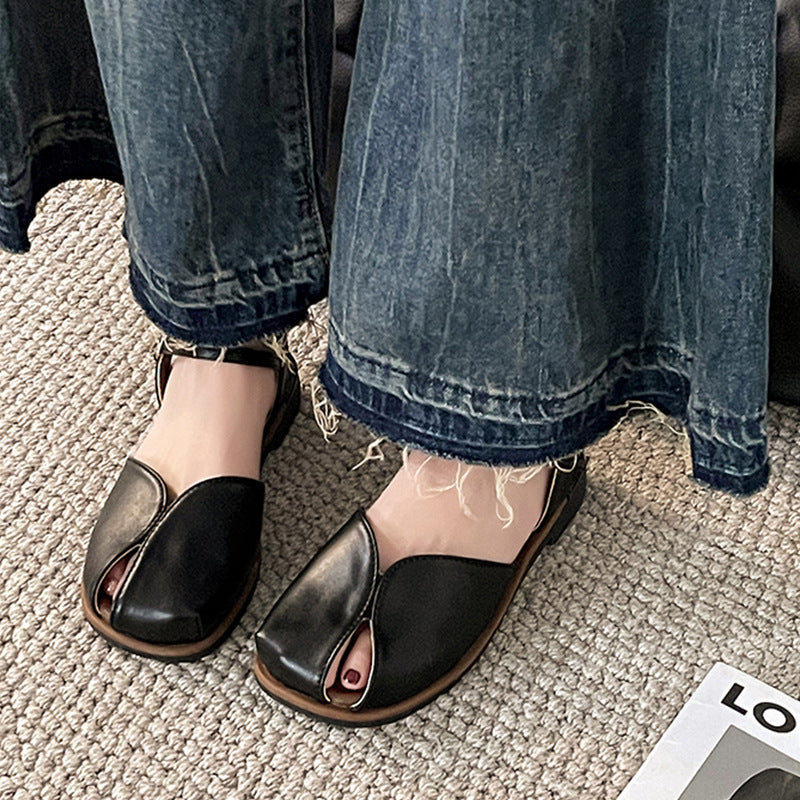 Maillard Style Closed Toe Flat Sandals