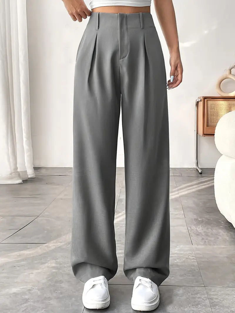 Autumn And Winter High Waist All-matching Wide Leg Leisure Suit Pants For Women