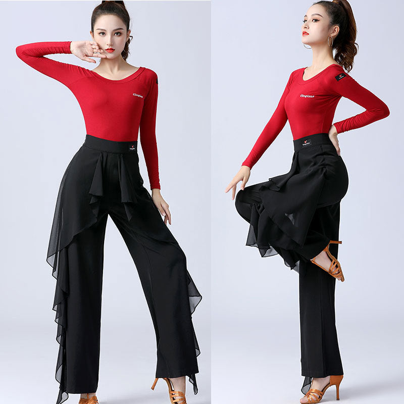 Women's High Waist Ruffles Wide-leg Trousers