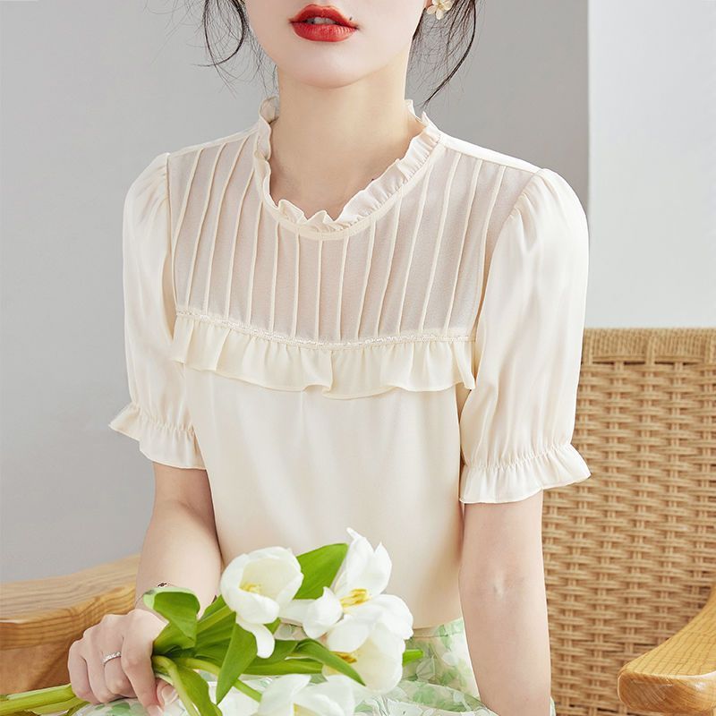 Western Style Beautiful Chiffon Shirt Spring And Summer Loose Design Comfortable Chic Small Shirt Top Women