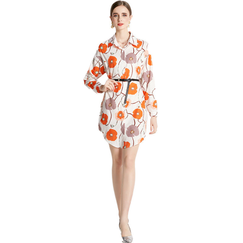 Top Lapel Shirt Printed Long