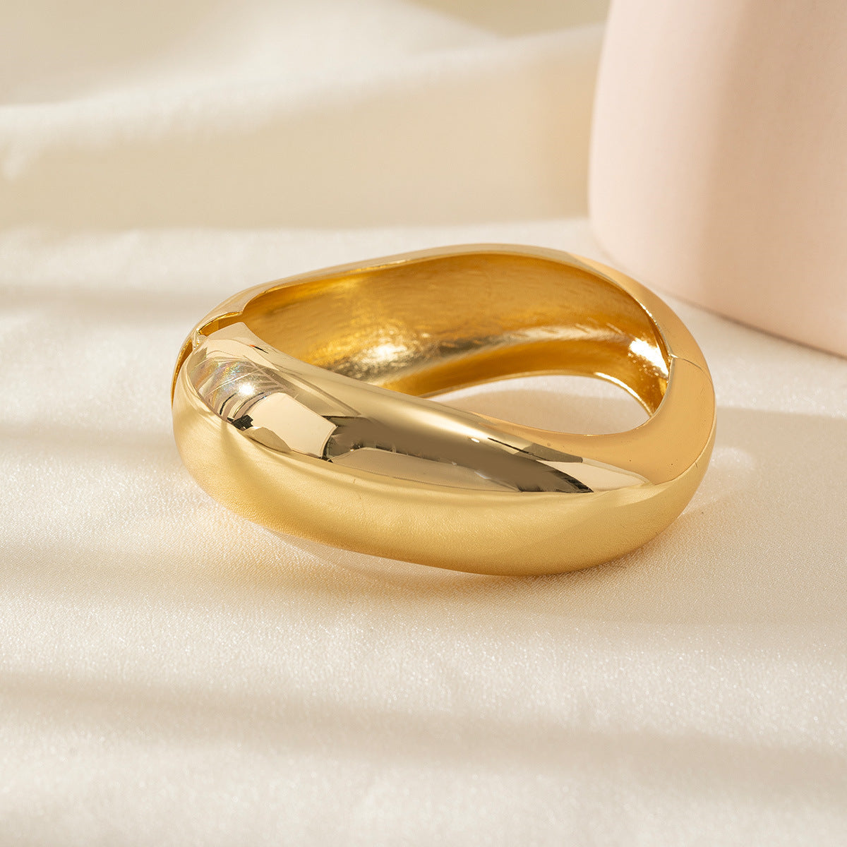 Personalized Hammered Irregular Gold Bracelet For Women