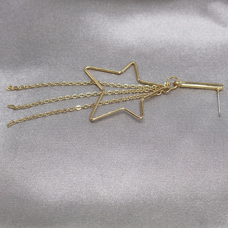 Japanese And Korean Geometric Star Tassel Chain Long Earrings
