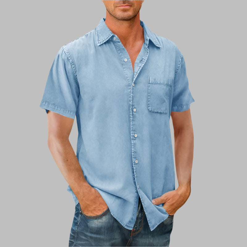 Men's Polo Collar Solid Color Pocket Shirt