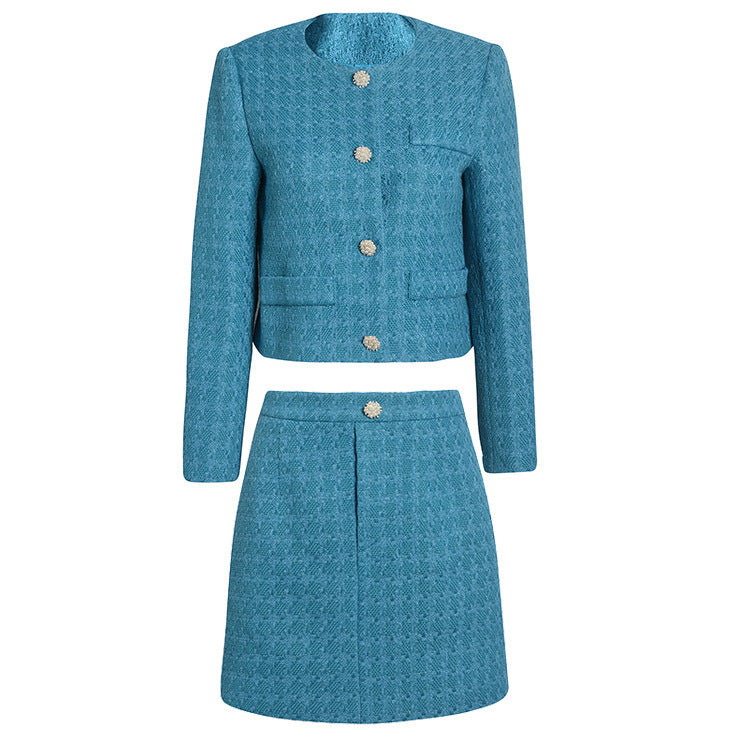 Women's New Tweed Short Coat Skirt