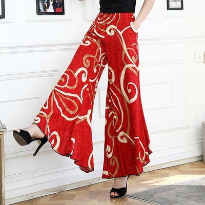 Women's high waist drape large size wide leg pants