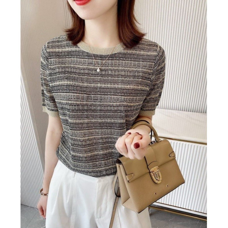 Women's Round Neck Ice Silk Knitwear